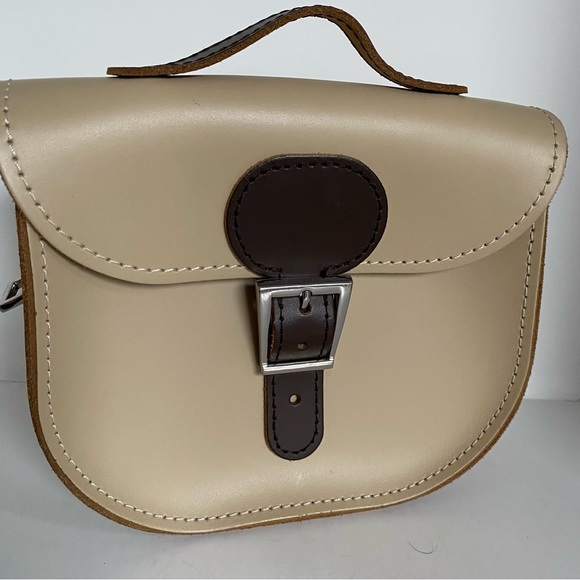 Brit-Stitch Half -Pint Satchel Cream Leather Bag Crossbody NWOT - Picture 2 of 12